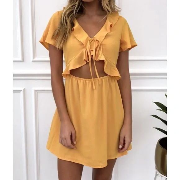 lace v neck dress Ivonne Lace Trim V-Neck Maxi Dress Butter